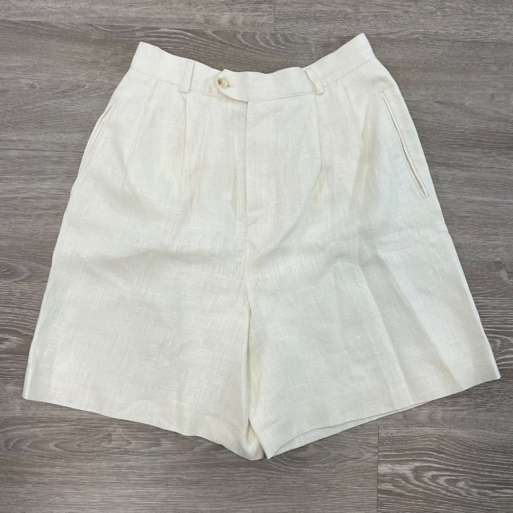 Vintage Daniel Hetcher Off White Linen Bermuda Shorts sz 6
